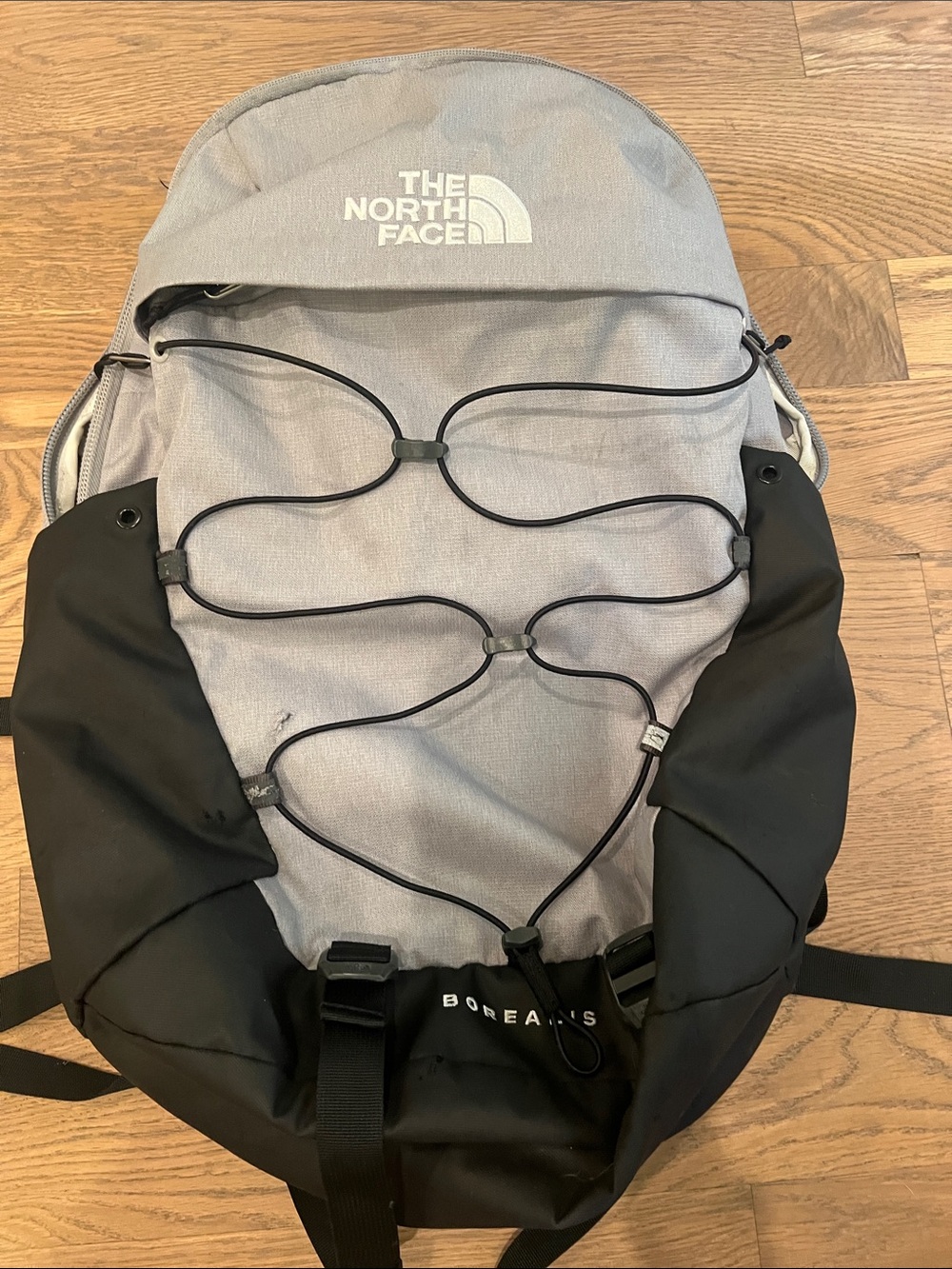 The North Face Borealis Backpack in Light Gray and Black